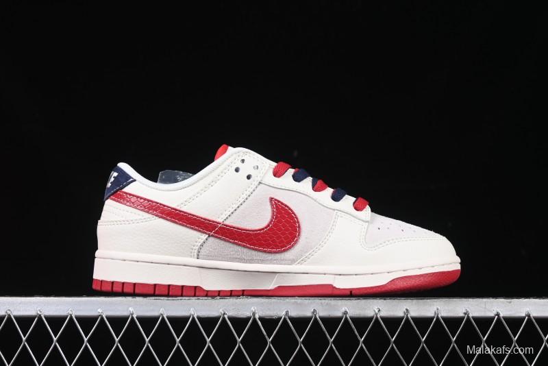 Nike SB Dunk Low Supreme Collaboration Year of the Snake Limited Edition Red Snake Print Anniversary Custom Low-Top Casual Sneakers - XS1086-015