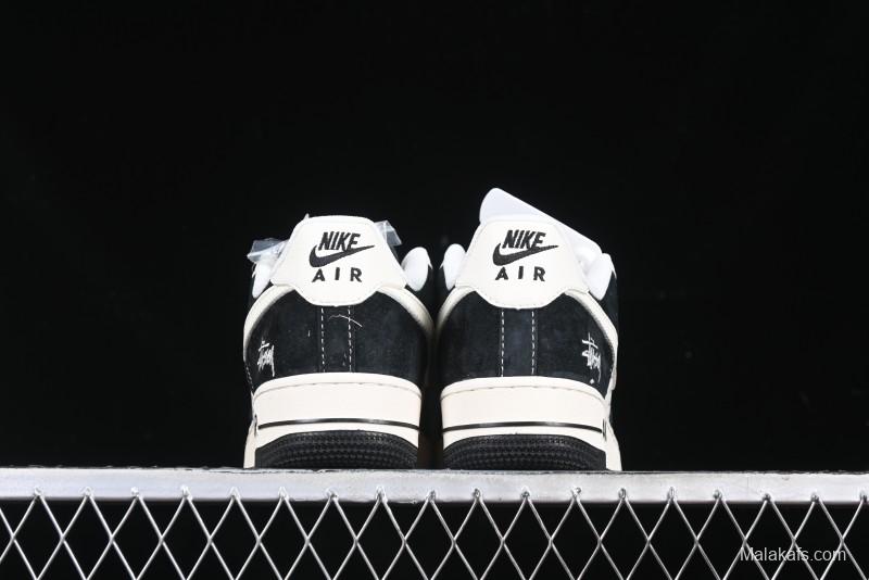 Nike Air Force 1 '07 Low Stussy Collaboration - Black White Casual Sneakers - XZ6188-671