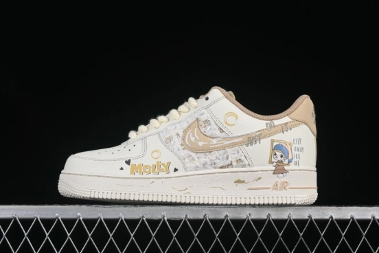 Nike Air Force 1 '07 Low Casual Sneakers with Pop Mart Molly Design - FJ7740-210