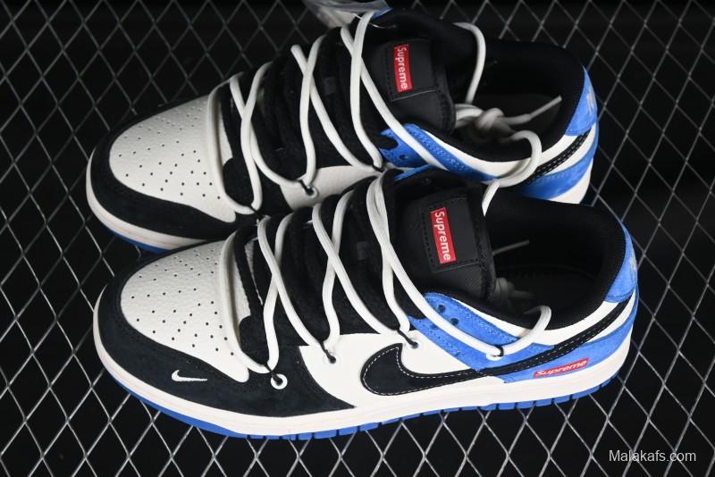 Nike SB Dunk Low Sup Series Strap Black White Black Swoosh Anniversary Custom Low-Top Casual Skate Shoes - YX5066-271