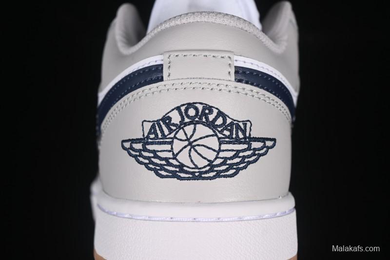 Nike Air Jordan 1 Low AJ1 Casual Sneakers with Blue Swoosh - 553558-146