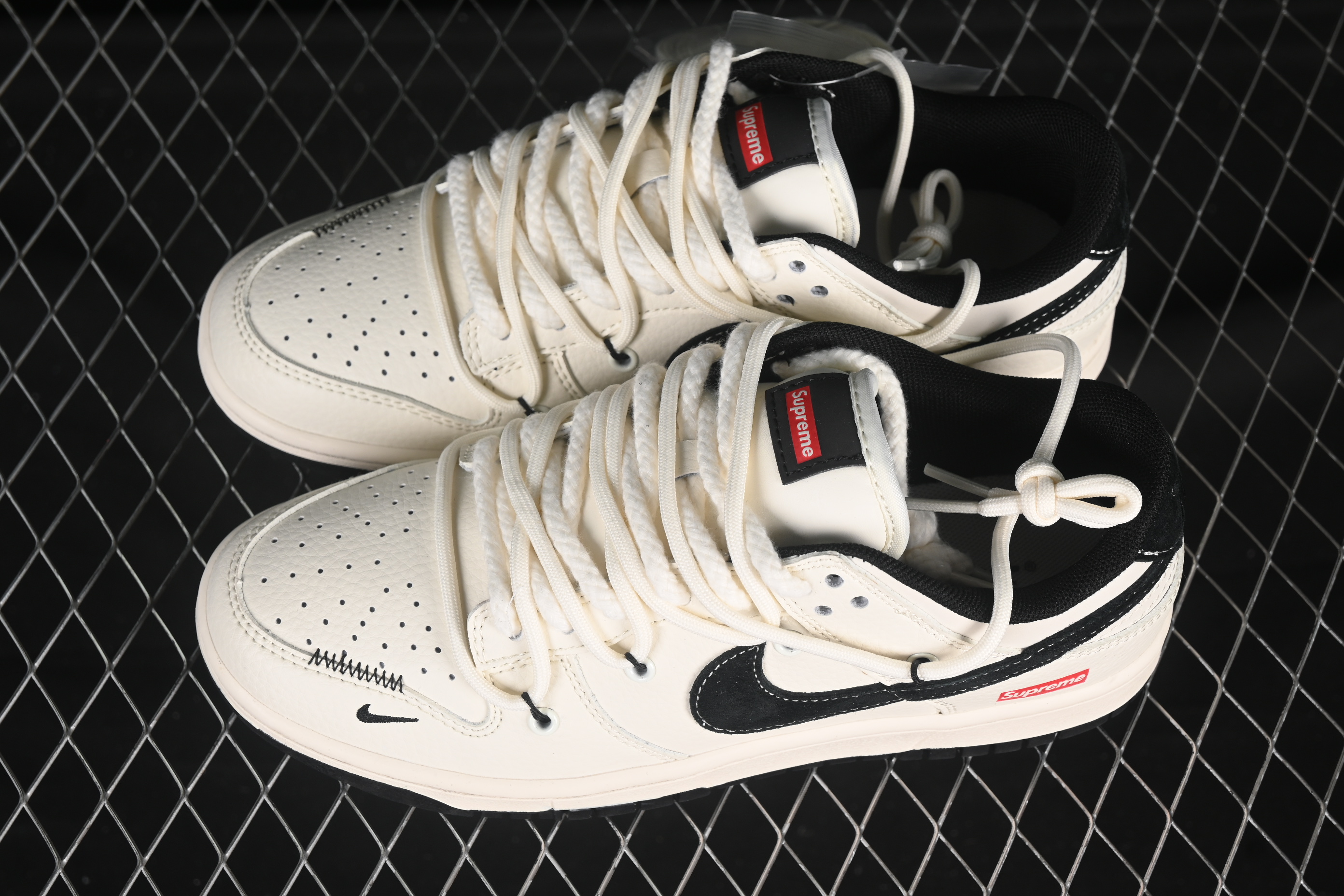 Nike SB Dunk Low Sup Series Strap White Black Swoosh Anniversary Custom Low-Top Skate Shoes - YX5066-282