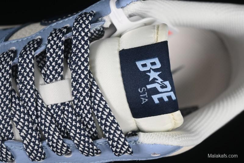 Nike Air Force 1 '07 Low Bape Collaboration Light Blue Swoosh Casual Sneakers - XS1958-554