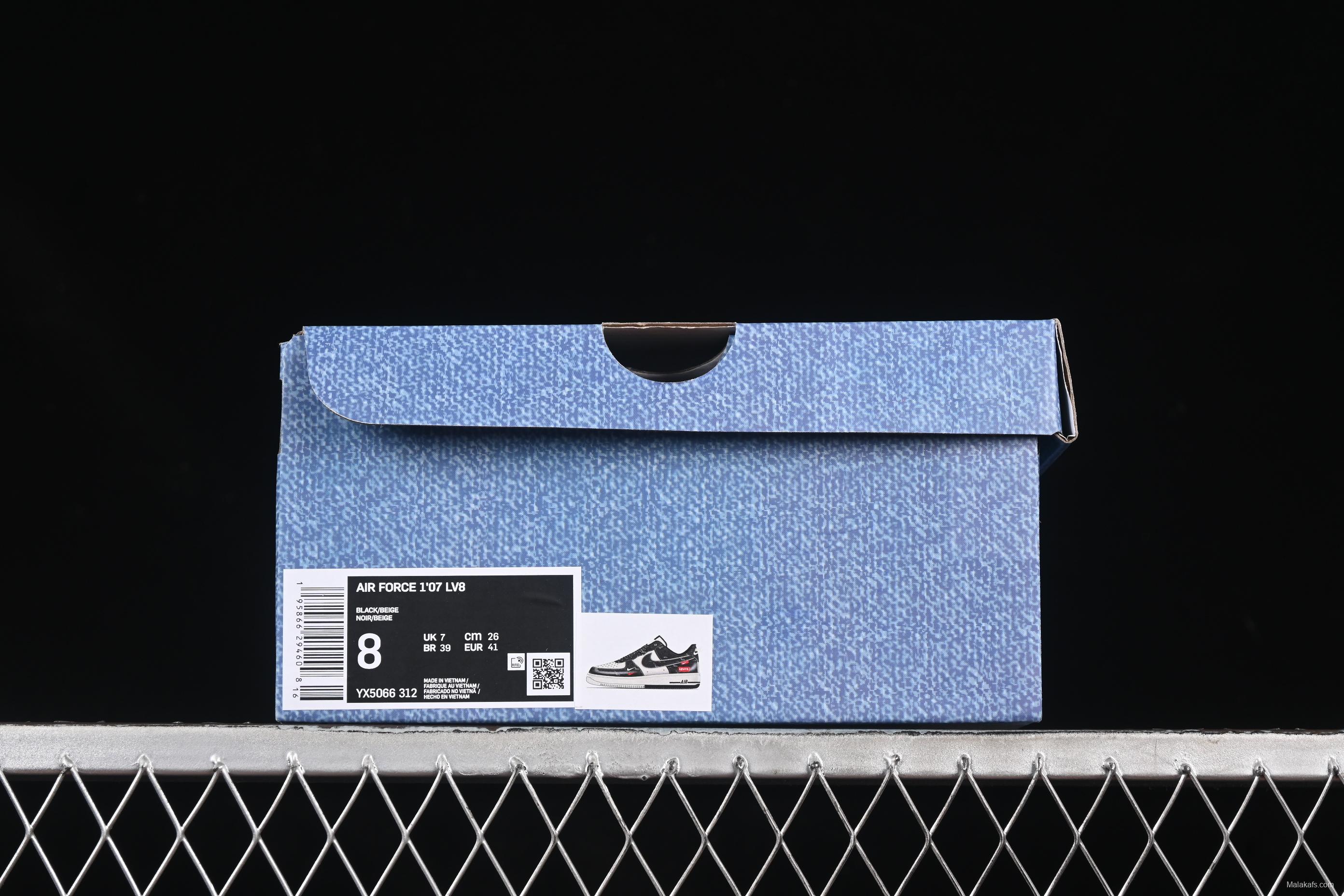 Nike Air Force 1 '07 Low Levi's Collaboration Dual-Tone Black Denim Casual Sneakers - YX5066-312