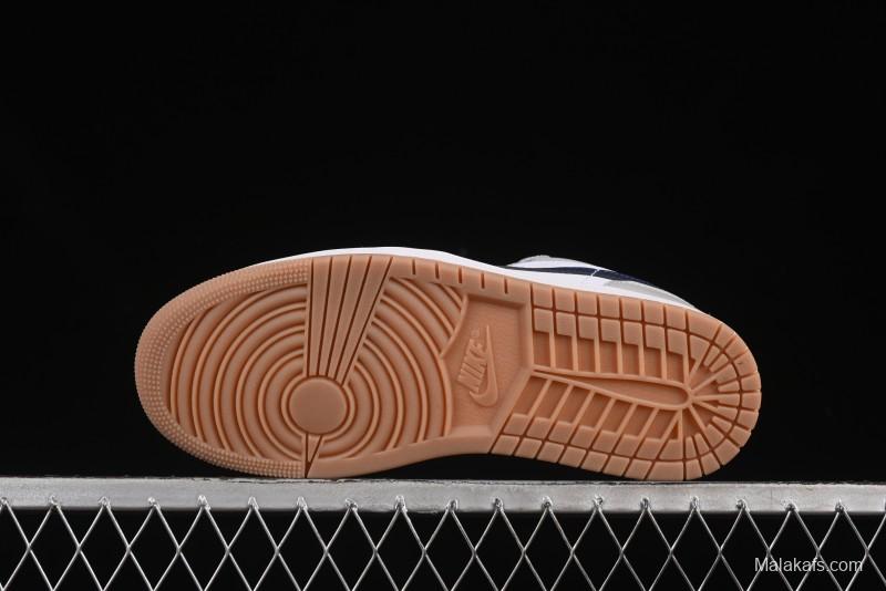 Nike Air Jordan 1 Low AJ1 Casual Sneakers with Blue Swoosh - 553558-146