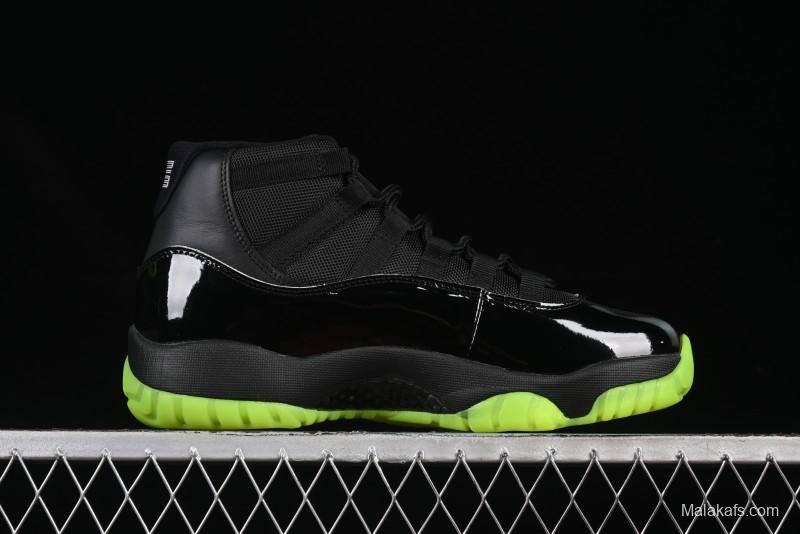 Nike Air Jordan 11 Retro CT8012-003 Basketball Shoes in Black & Guacamole Green
