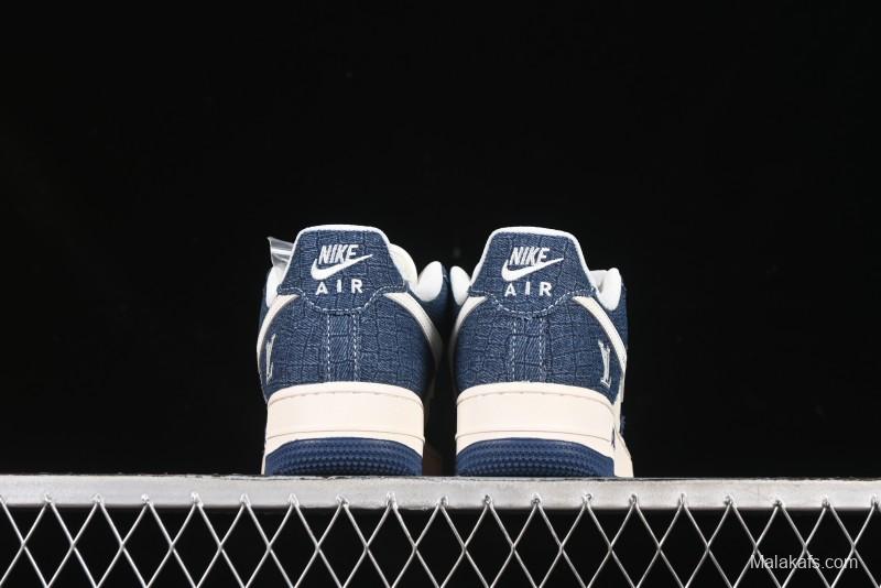 Nike Air Force 1'07 Low LV Collaboration Dark Blue Checkerboard Casual Sneakers - XS1958-551