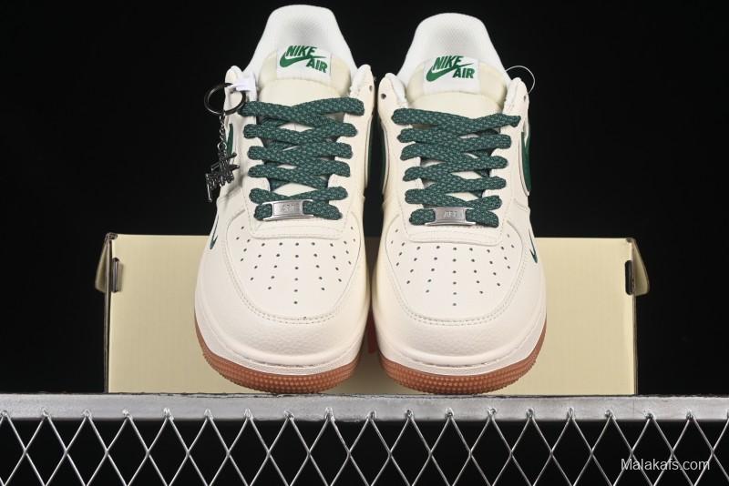 Nike Air Force 1 '07 Low Stussy Collaboration Green Swoosh Gum Sole Casual Sneakers - XX3168-138