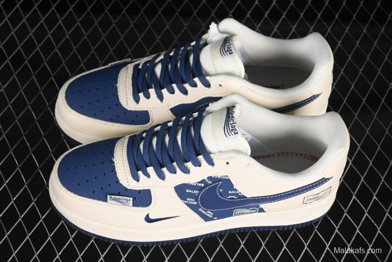 Nike Air Force 1'07 Low Balenciaga Collaboration Blue Woven Label Low-Top Casual Sneakers - DF0188-062