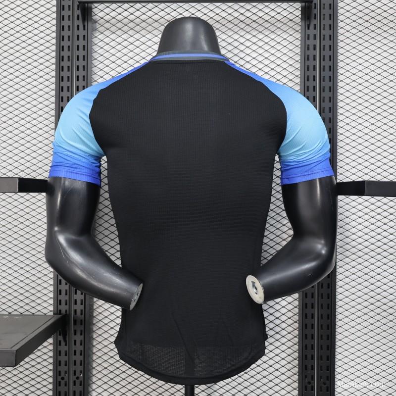 Player Version 2025 Algeria Black with Blue Sleeves Jersey