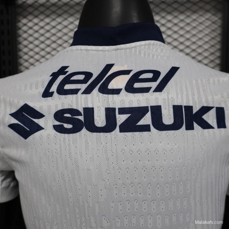 Player Version 25/26 Club America Away White with Navy and Gold Eagle Crest Jersey