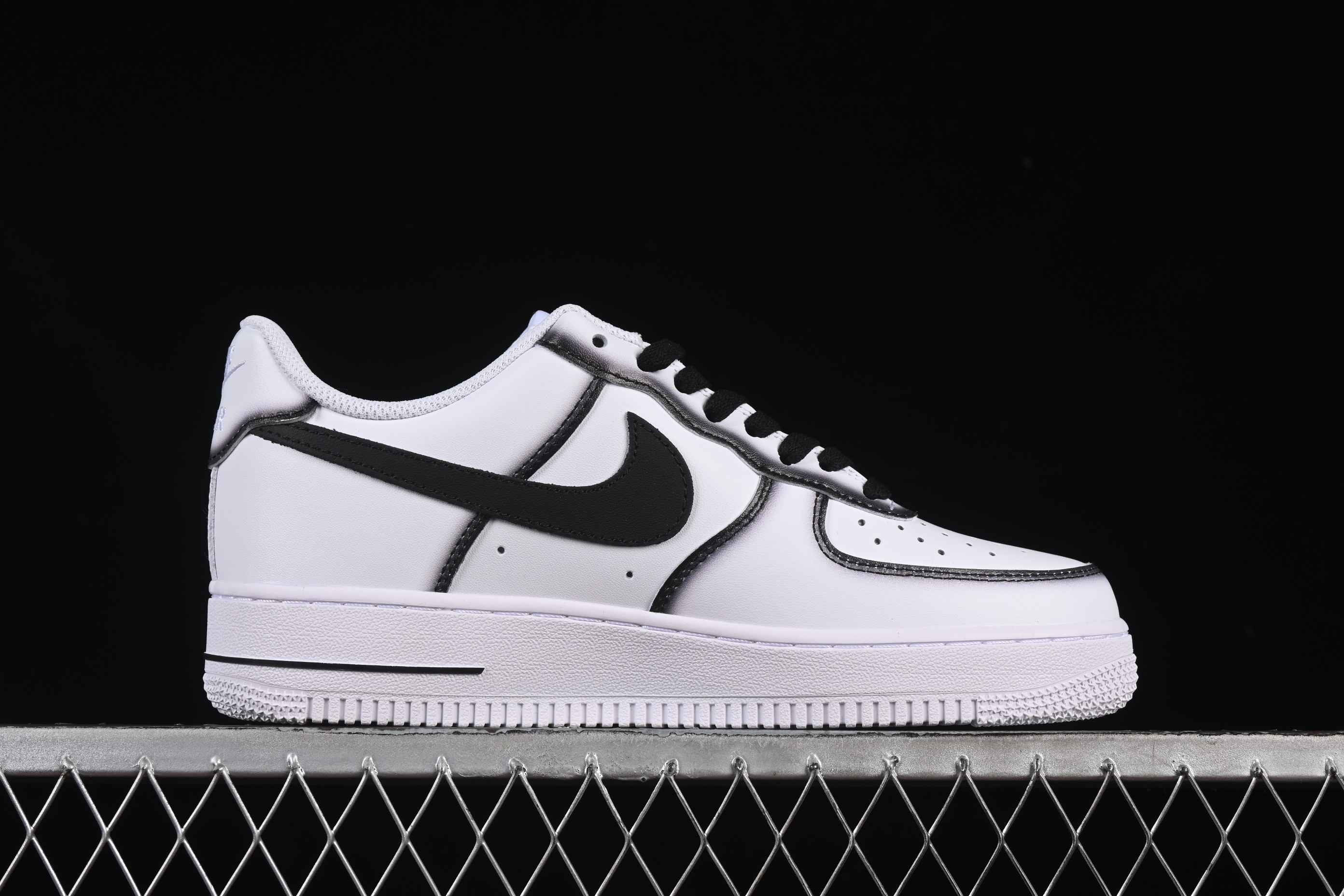 Nike Air Force 1'07 Low Casual Sneakers with Black Border, Green Swoosh & Gold Embroidery - ZH0316-075