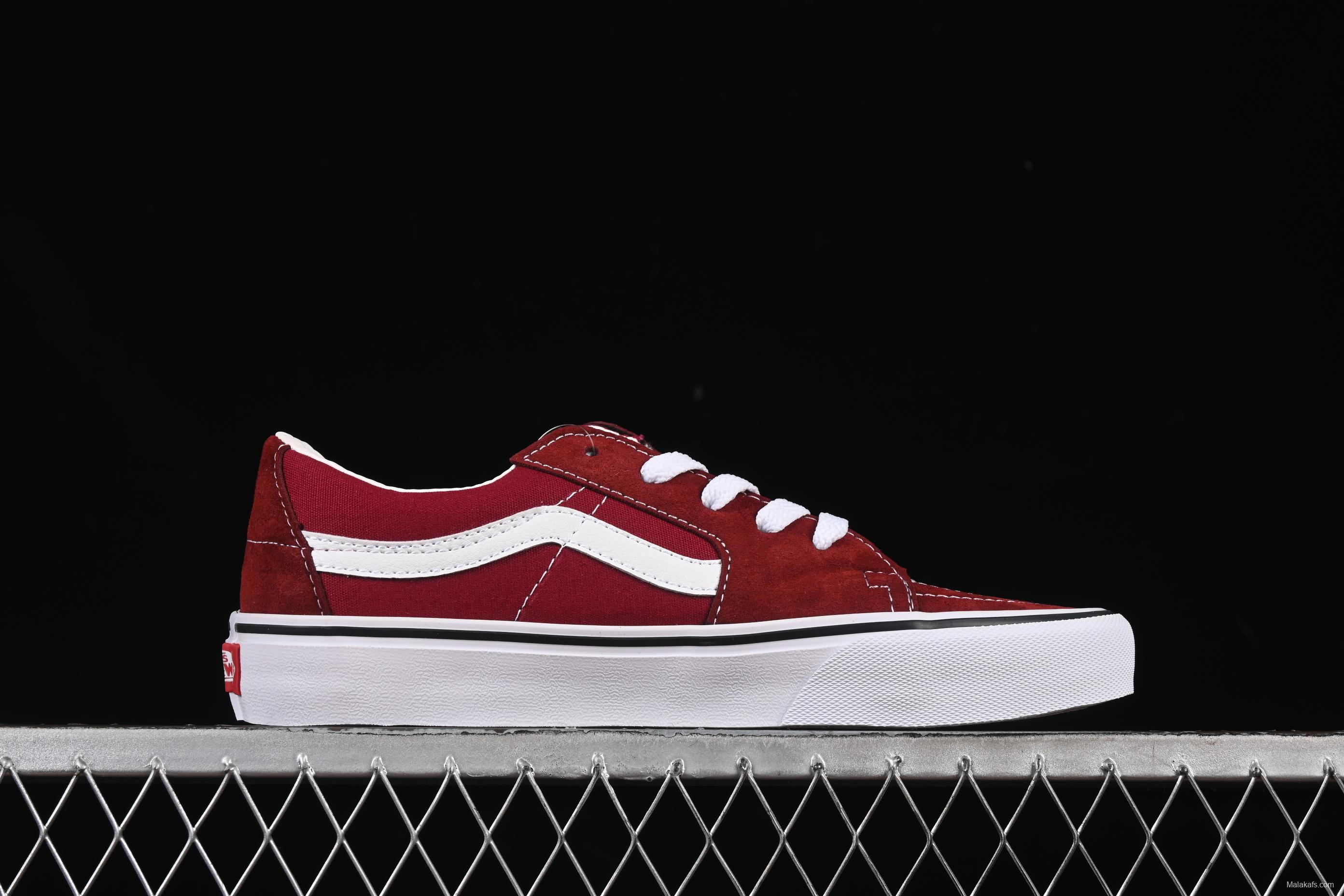 Vans Sk8-Low Burgundy Anti-Slip Casual Skate Shoes - VN0A4UUK5U7
