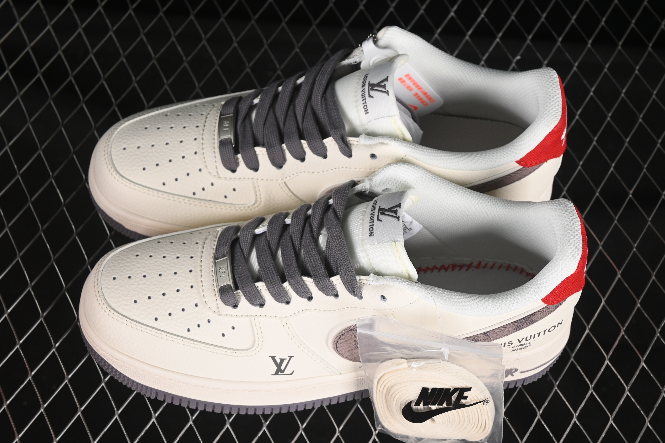 Nike Air Force 1'07 Low LV Collaboration Grey Denim Swoosh Casual Sneakers - XX3168-136