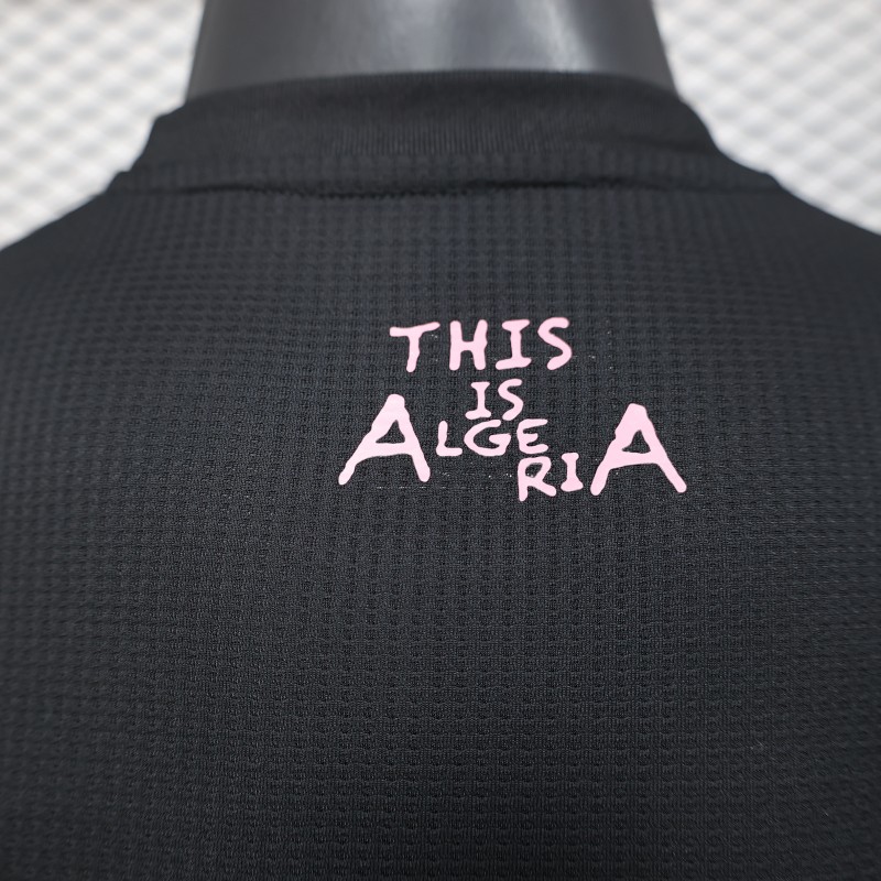 Player Version 2025 Algeria Black with Pink Ornamental Pattern Jersey