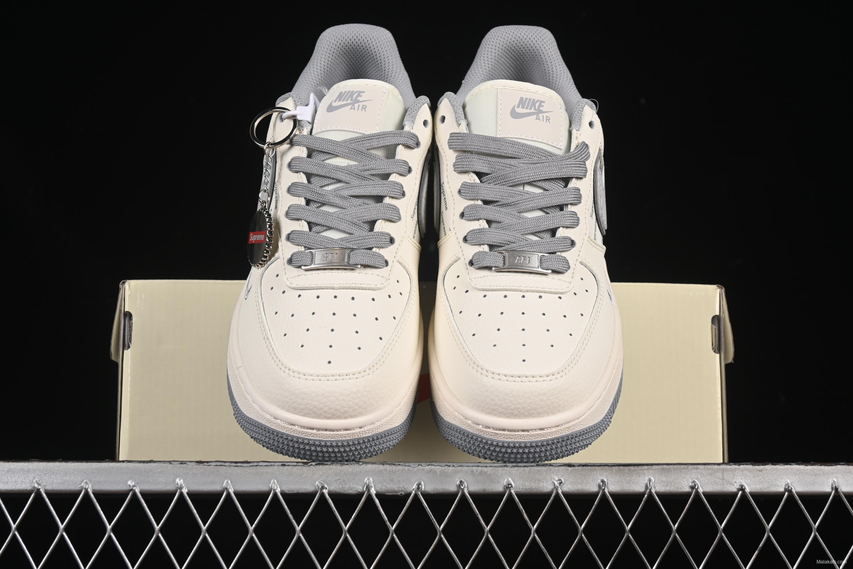 Nike Air Force 1 '07 Low Supreme Collaboration Beige Multi-Swoosh Casual Sneakers - XX3168-147