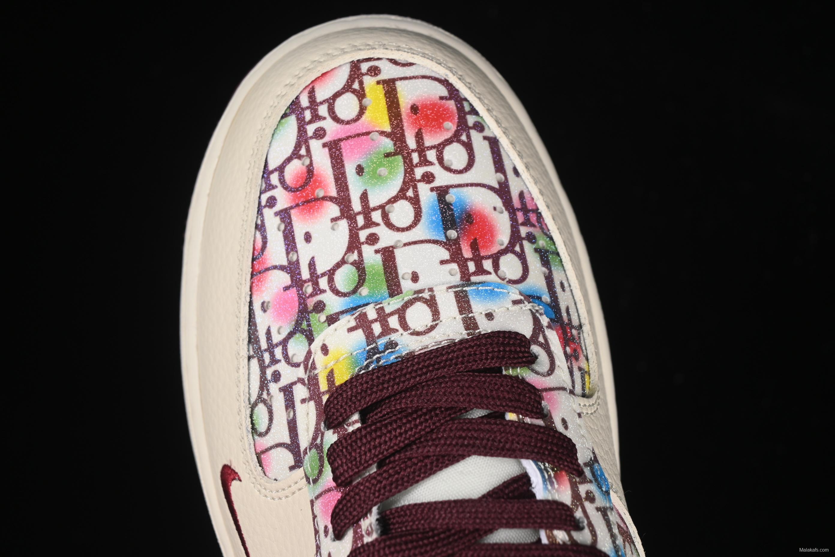 Nike Air Force 1'07 Low Dior Collaboration Floral Embroidery Casual Sneakers - DF0188-063