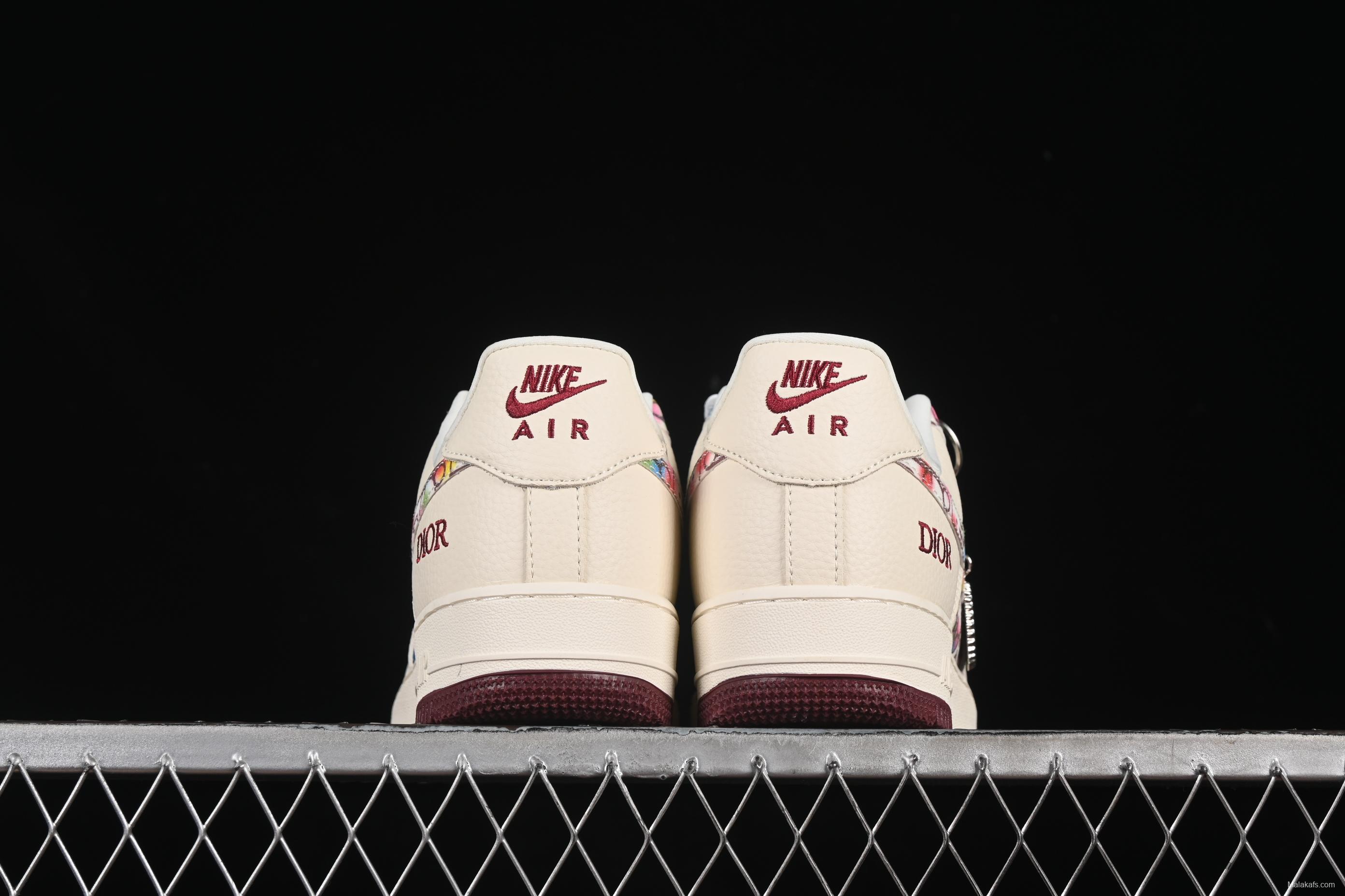 Nike Air Force 1'07 Low Dior Collaboration Floral Embroidery Casual Sneakers - DF0188-063
