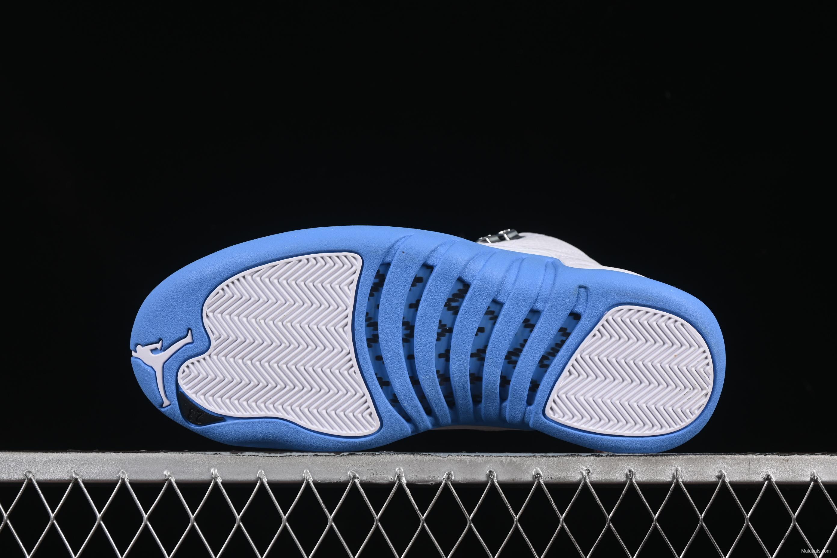Nike Air Jordan 12 Retro Basketball Shoes in White University Blue - CT8013-112