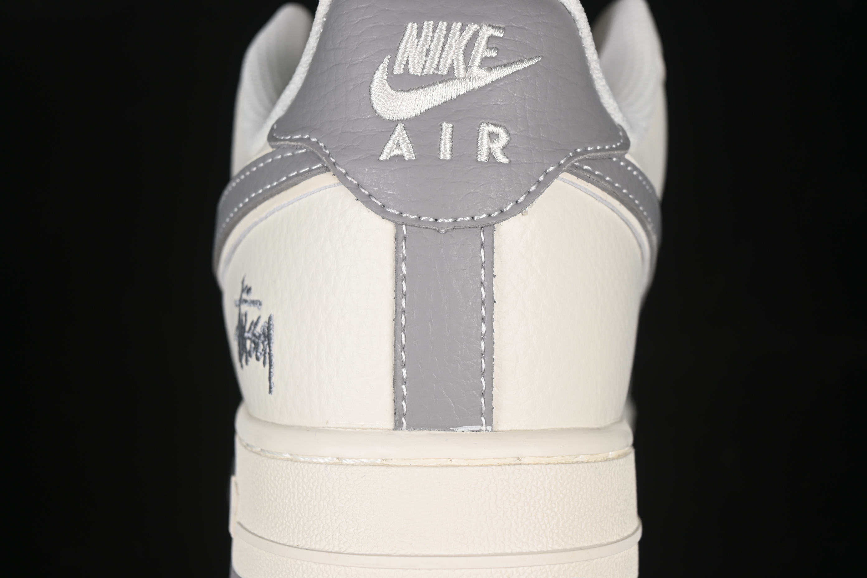 Nike Air Force 1'07 Low Stussy Collaboration Grey Swoosh Grey Base Red Label Casual Sneakers - CS5288-008