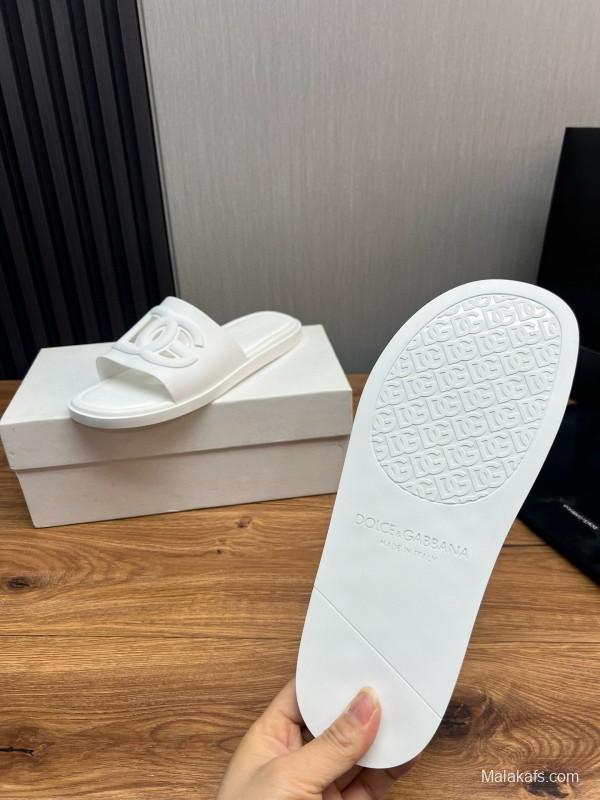 2025 Dolce & Gabbana White Rubber Slippers
