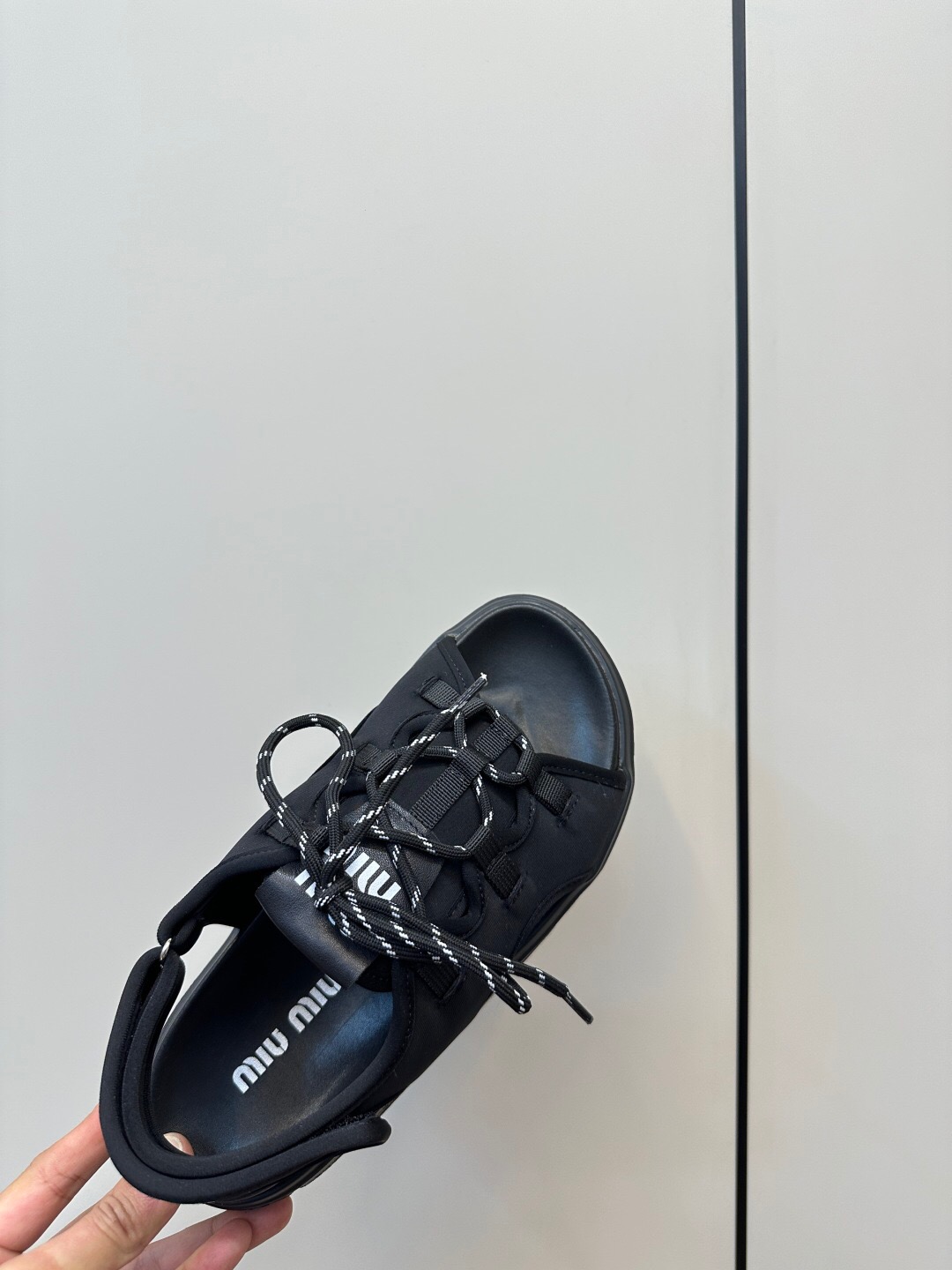 2025 Women Miu Miu Black Leather Sandals LY00240