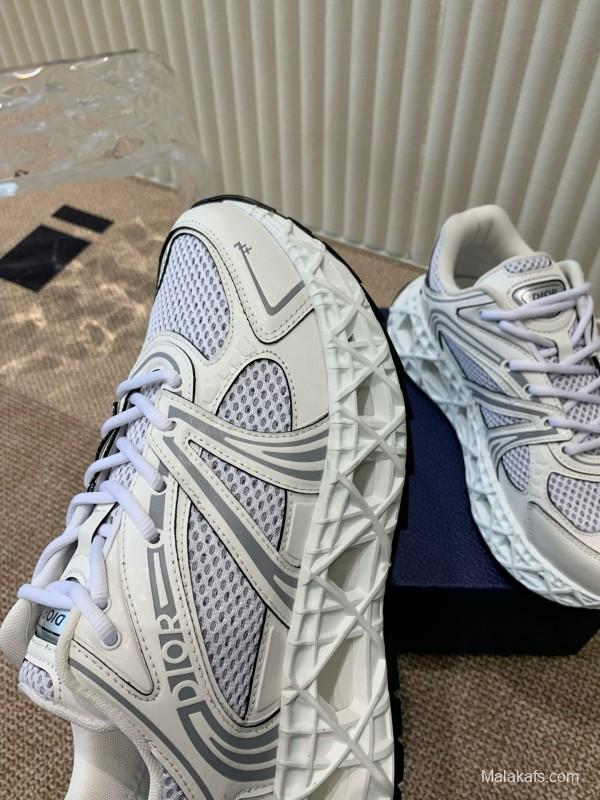 2024 Unisex Dior Beige Grey White Leather Mesh Sneakers MJ00400