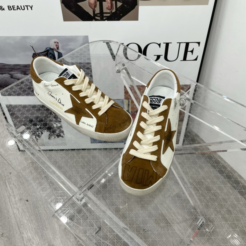 2025 Unisex GGDB White Brown Calf Leather Sneakers