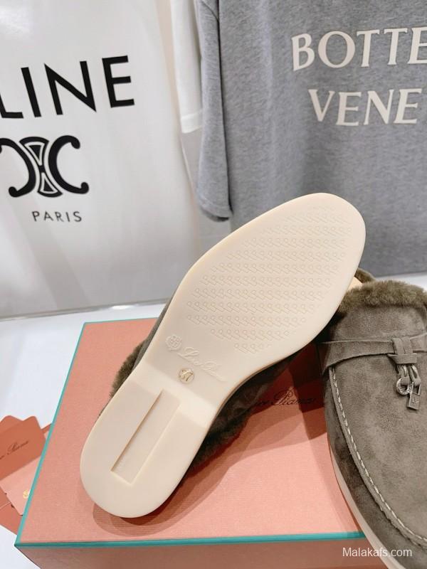 2024 Unisex LP Taupe Suede Shearling Loafers MJ00300(Women)/MJ00300(Men)