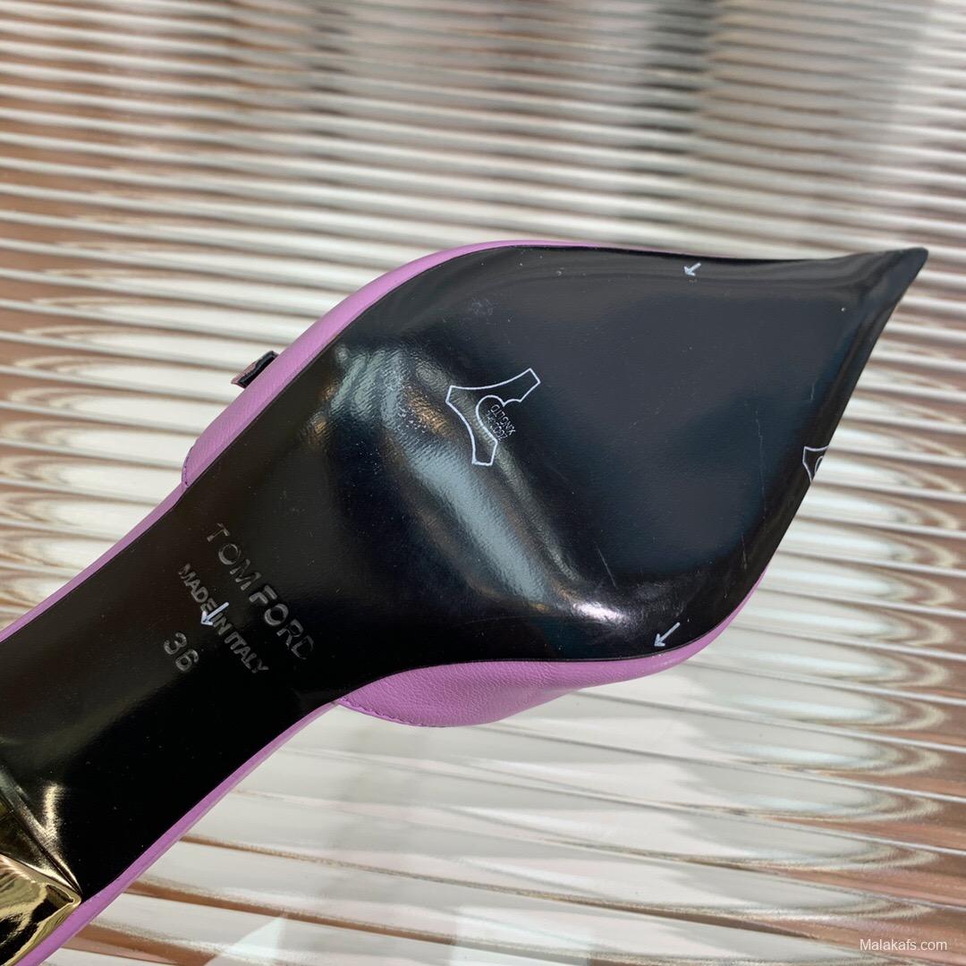 2025 Women TOM FORD Purple Gold Leather Mules