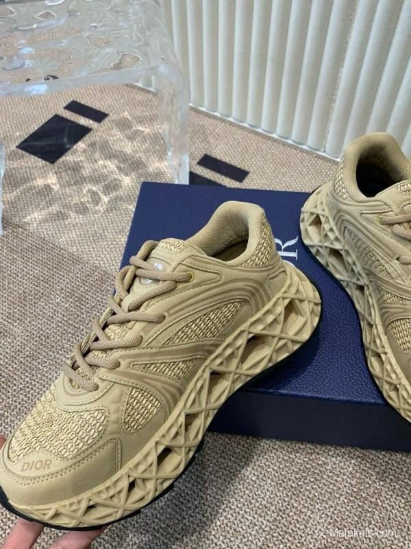 2024 Unisex Dior beige mesh leather sneakers MJ00400