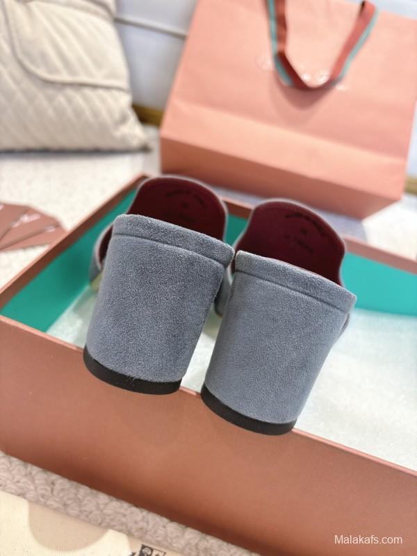 2025 Women LP Blue Suede Sandals