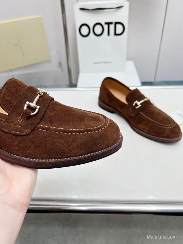 2024 Men Brunello Cucinelli Brown Suede Leather Loafers MJ00480