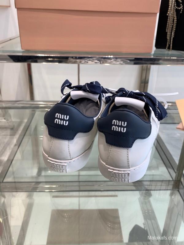 2025 Women Miu Miu White Leather Sneakers LY00290