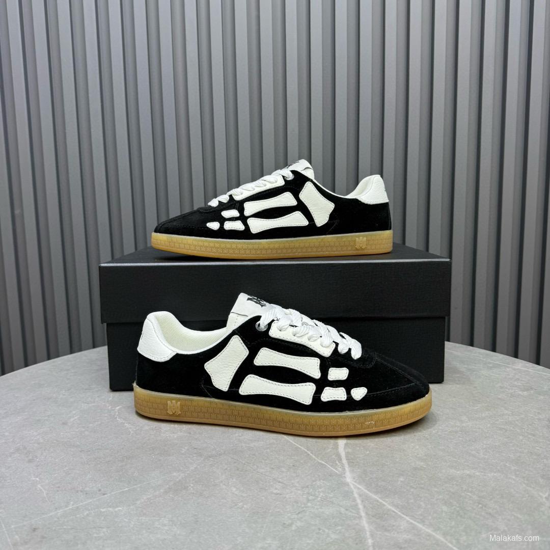 2024 Unisex Amiri Black White Suede Leather Sneakers MJ00300