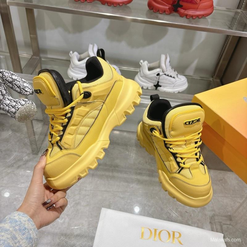 2024 Unisex Dior Yellow Leather Sneakers MJ00380