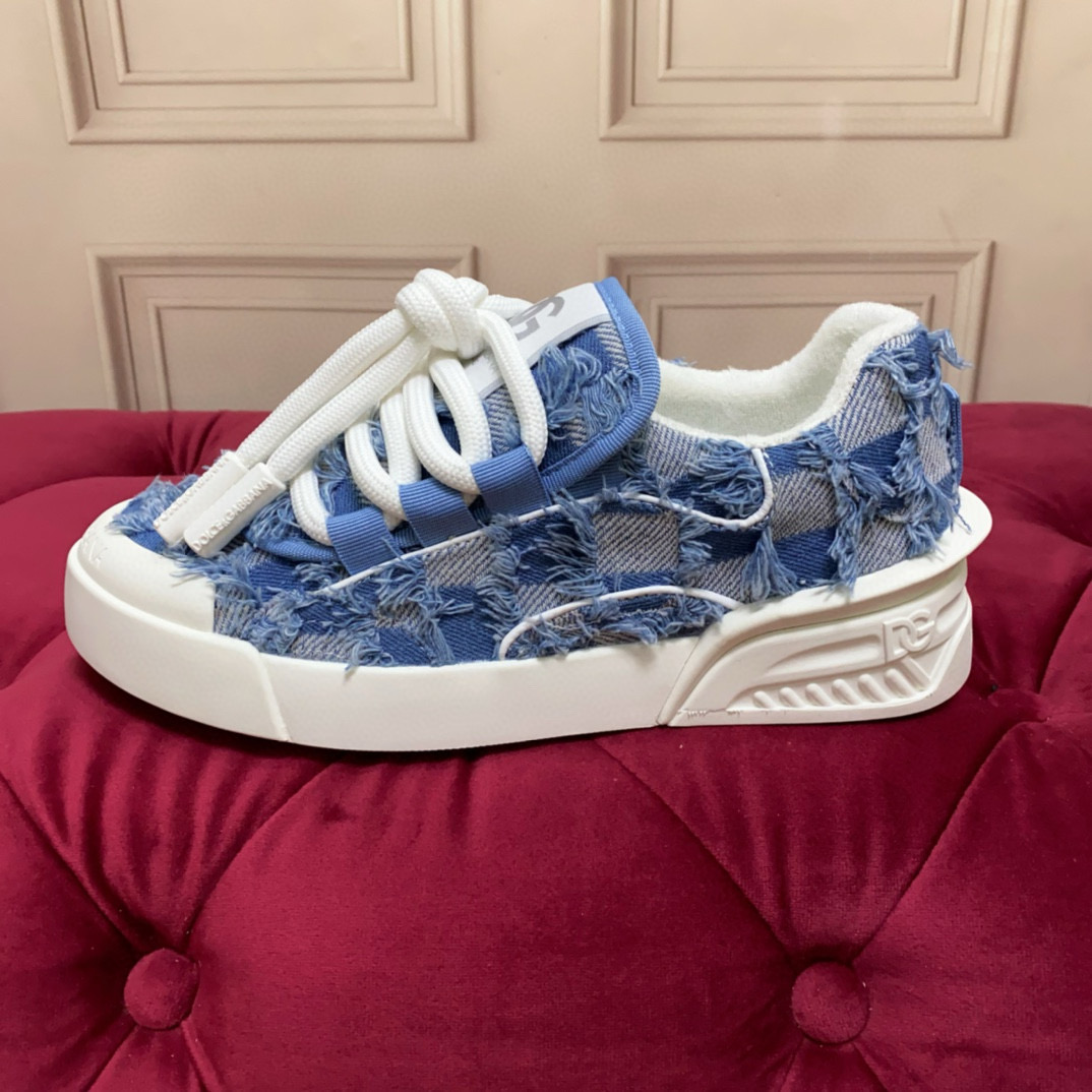 2024 Women Dolce & Gabbana Blue Denim Canvas Sneakers