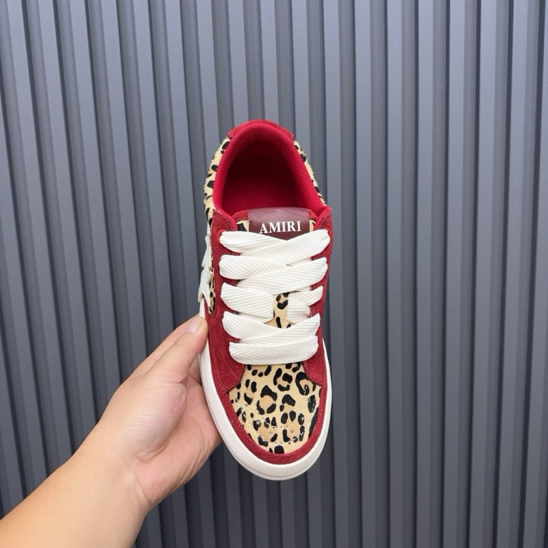 2024 Unisex Amiri Red Leopard Suede Leather Sneakers MJ00300