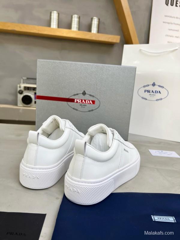 2024 Unisex Prada White Leather Sneakers MJ00310