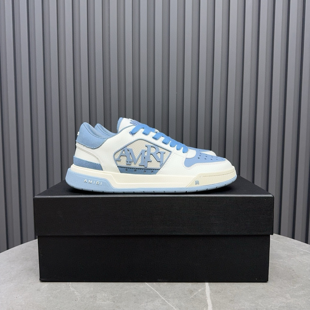 2024 Unisex Amiri Blue White Leather Sneakers MJ00360