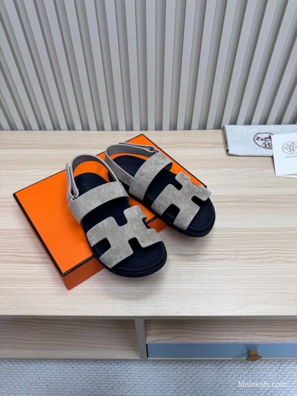2025 Slippers Hermès Grey Suede Slippers