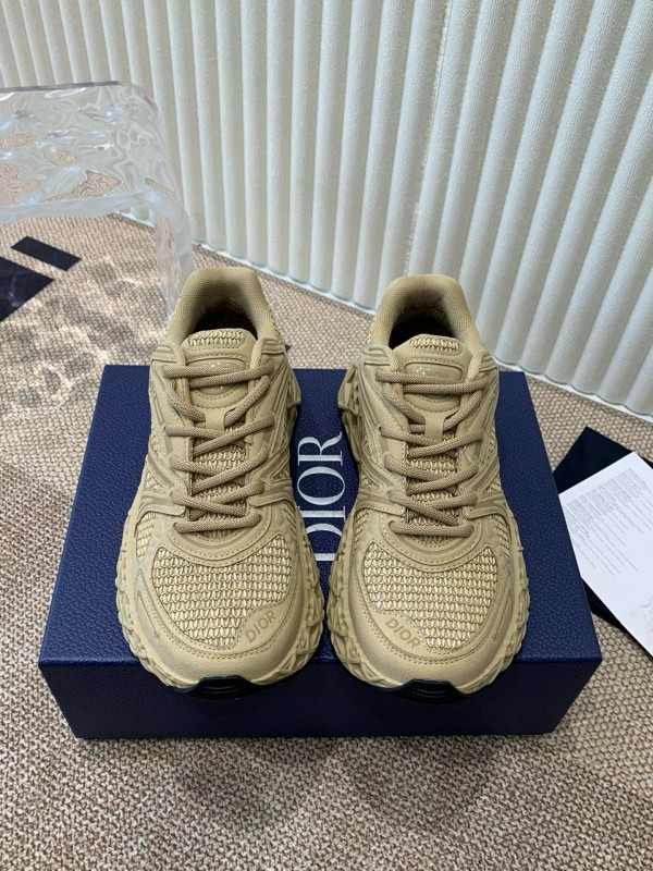 2024 Unisex Dior beige mesh leather sneakers MJ00400