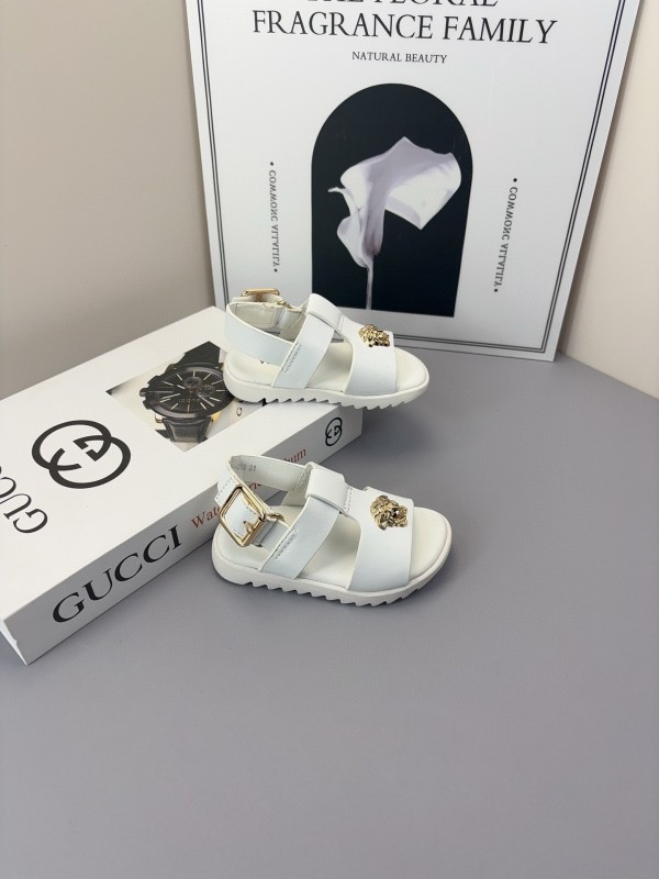 2025 Kids Versace Black White Leather Sandals