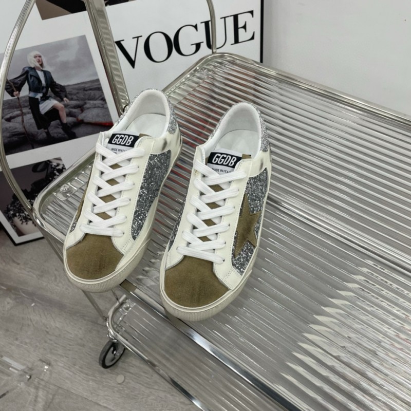 2025 Women GGDB Silver White Suede Leather Sneakers