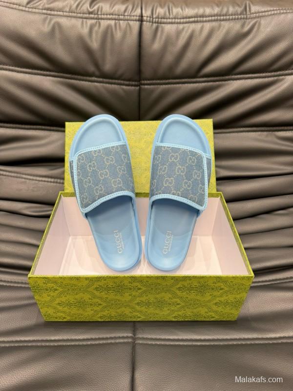 2024 Gucci blue fabric slippers MJ00200
