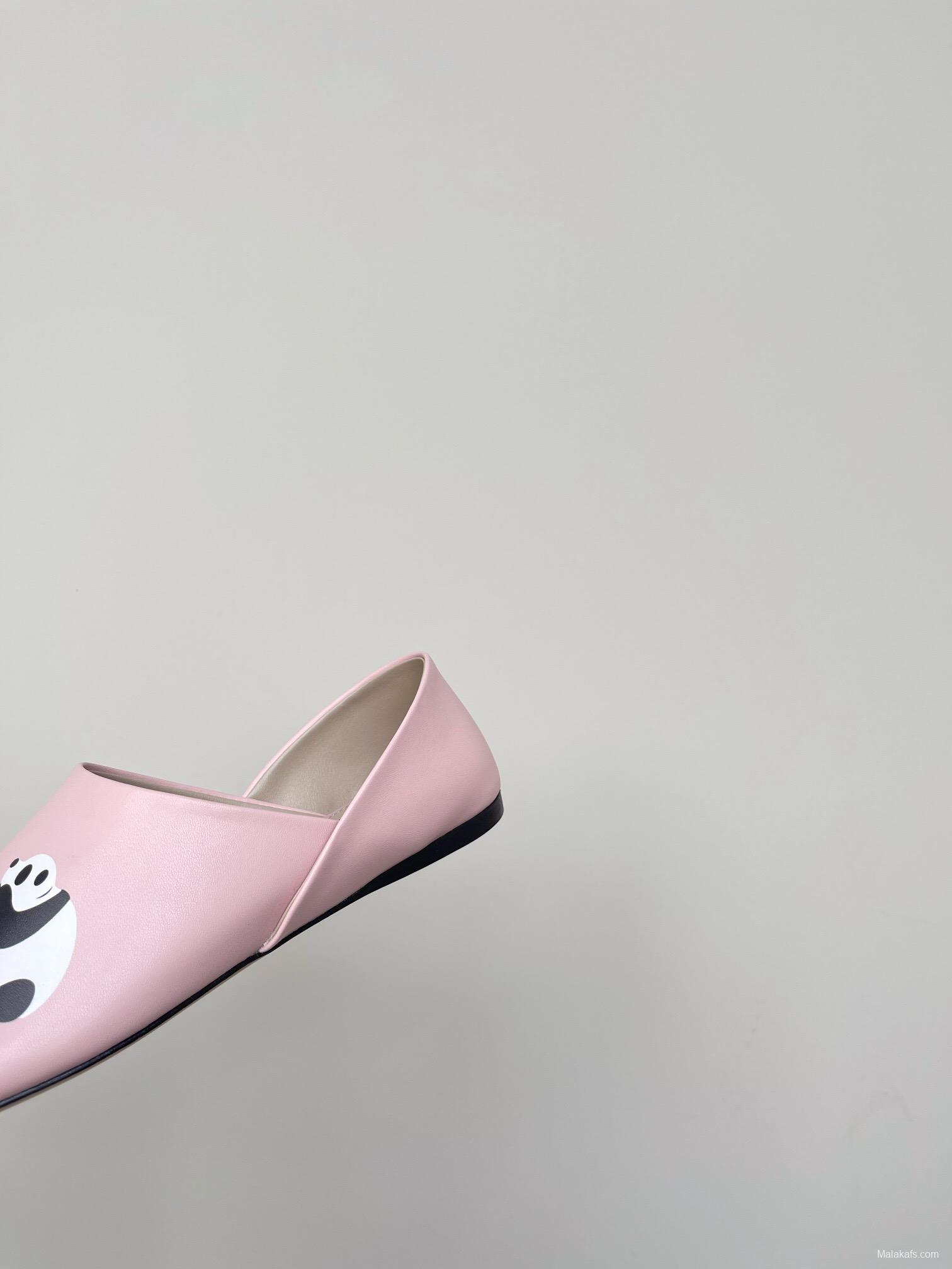 2025 Women Loewe Pink Leather Slippers LY00270