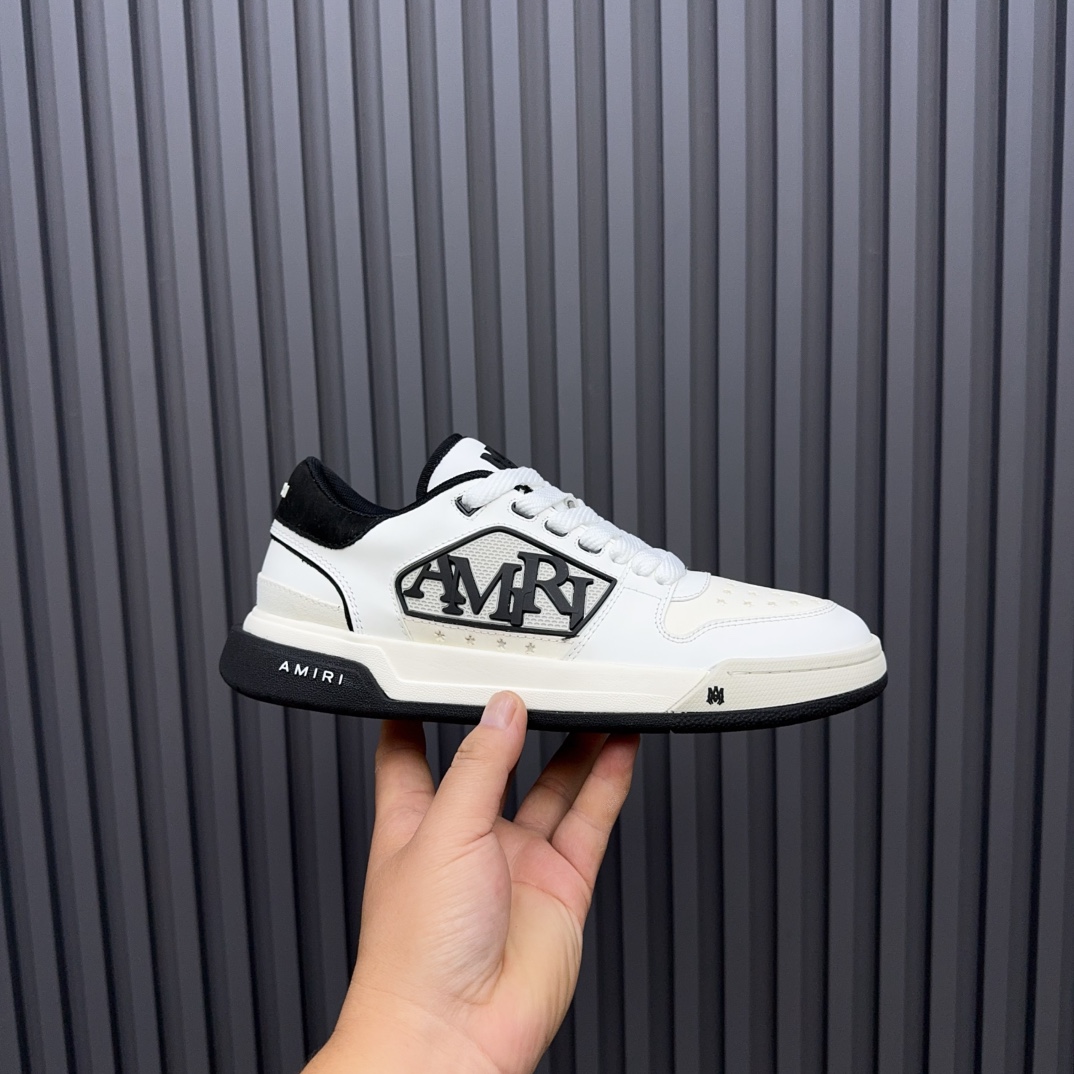 2025 Unisex Amiri White Black Leather Sneakers MJ00360