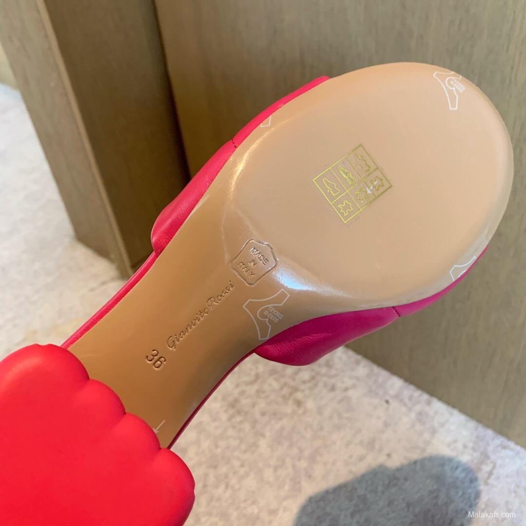 2025 Women Gianvito Rossi Pink Leather Slippers