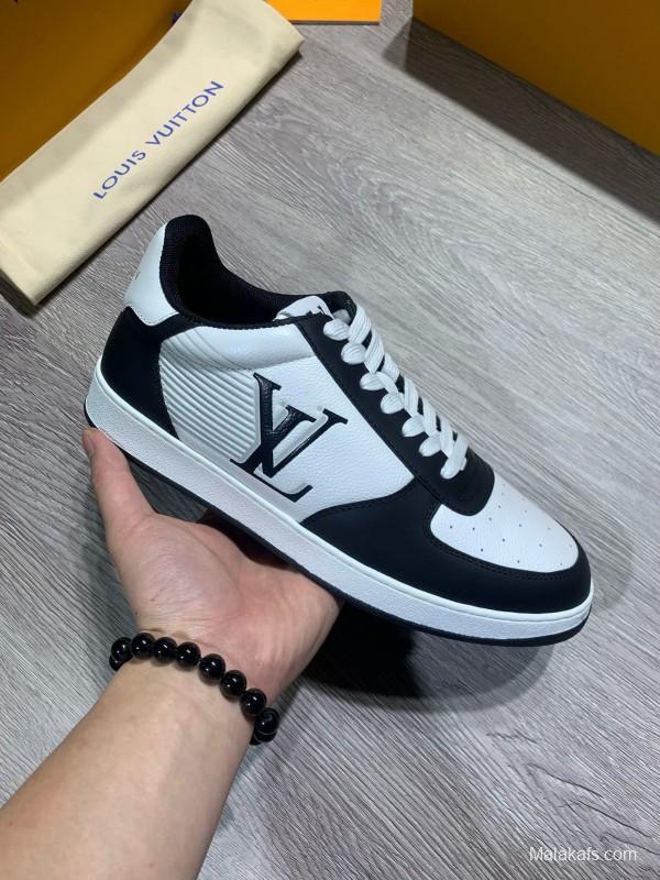 2024 Unisex Louis Vuitton Black White Nappa Calf Leather Sneaker High Frequency Logo MJ00380