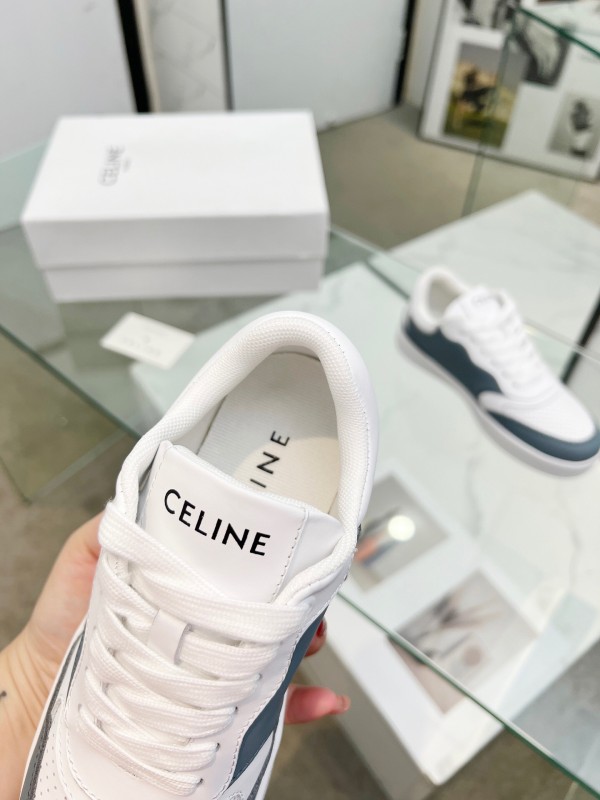 2025 Unisex CELINE White Grey Leather Sneakers